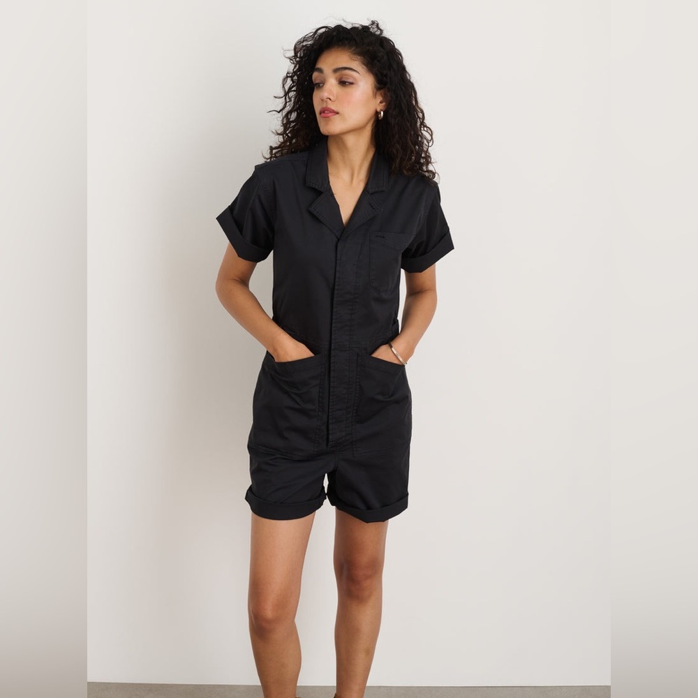 Alex Mill Standard Short Jumpsuit in Cotton Twill - Black